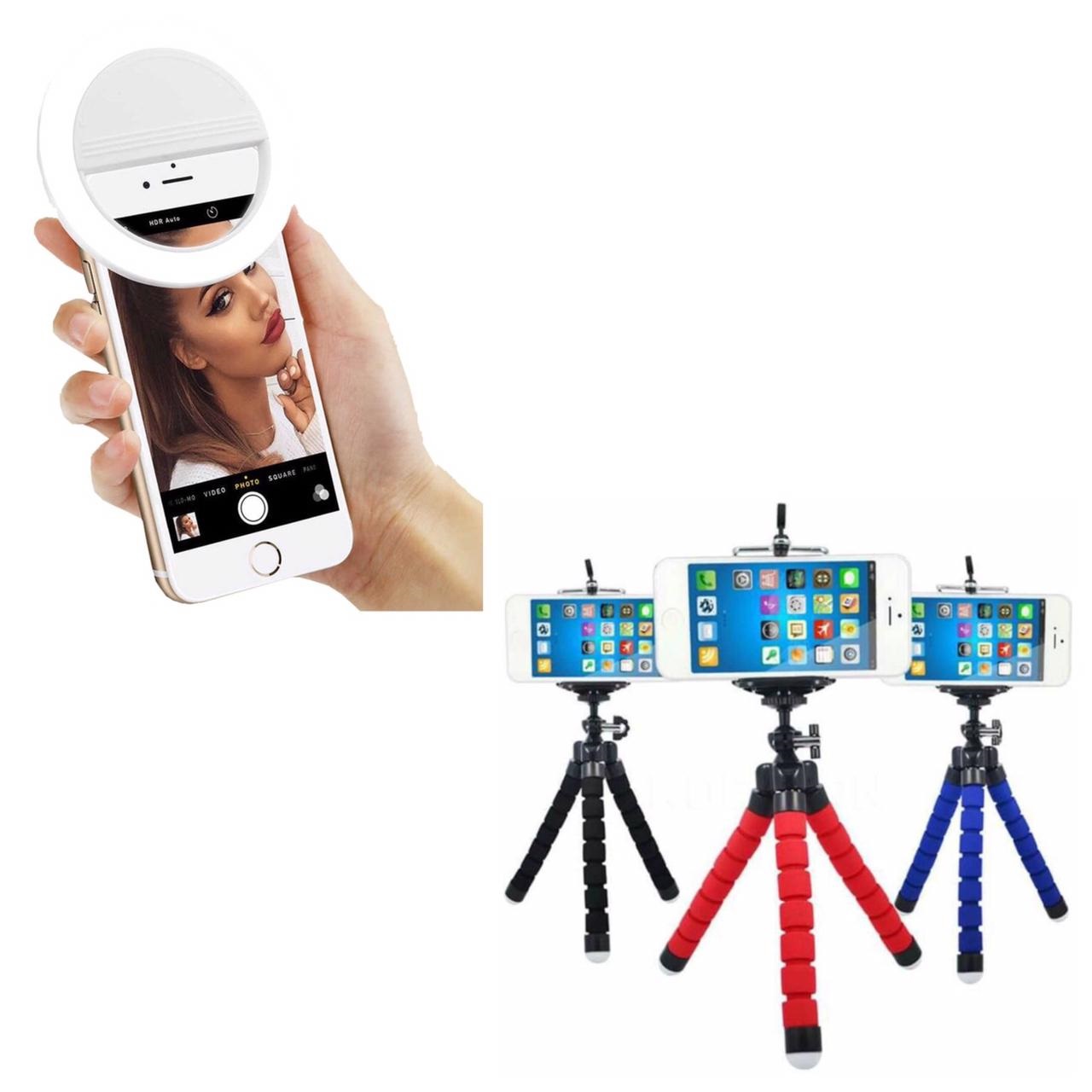 Mini trípode soporte para teléfono o cámara de video 360 ° con luz LED